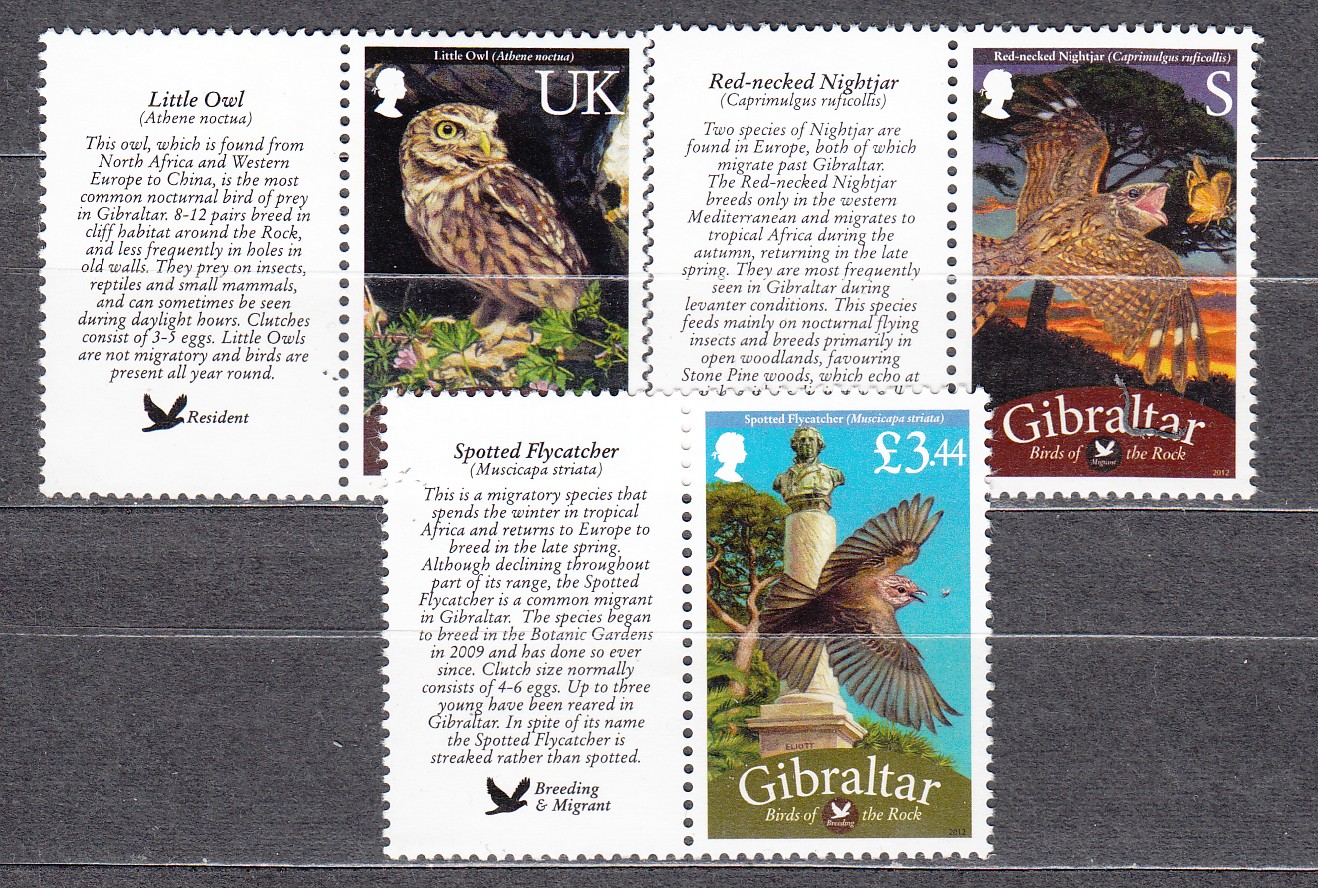 Gibraltar - Mail 2012 Yvert 1473/75 ** MNH Fauna - Birds