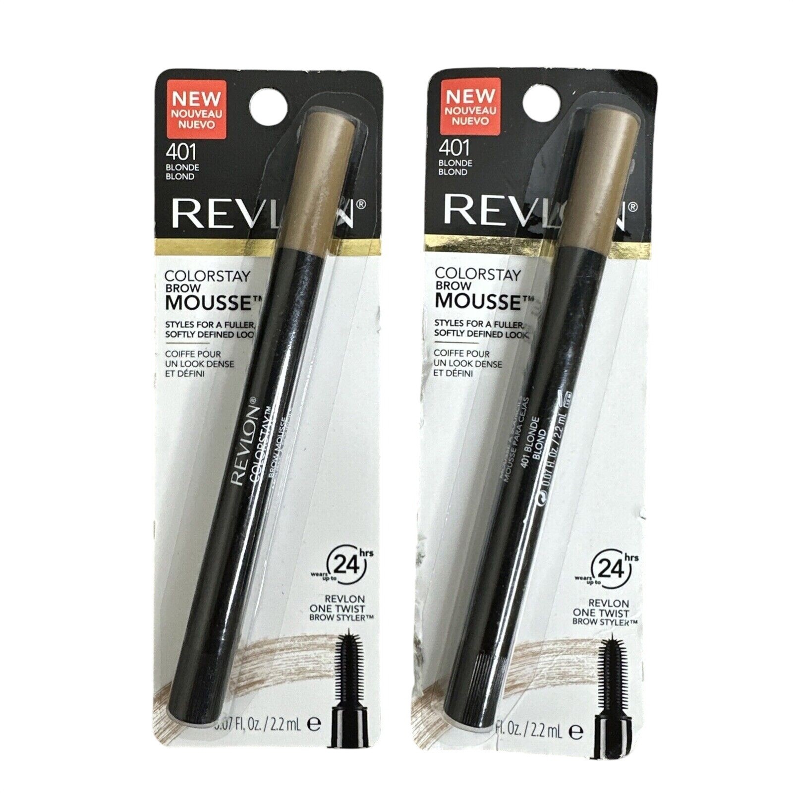 Lot of 2 Revlon ColorStay Brow Mousse 401 Blonde