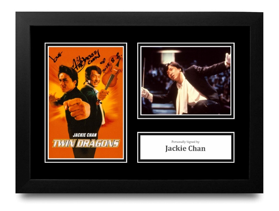 Jackie Chan Hand Signed A4 Framed Photo Display Autograph Twin Dragons + COA