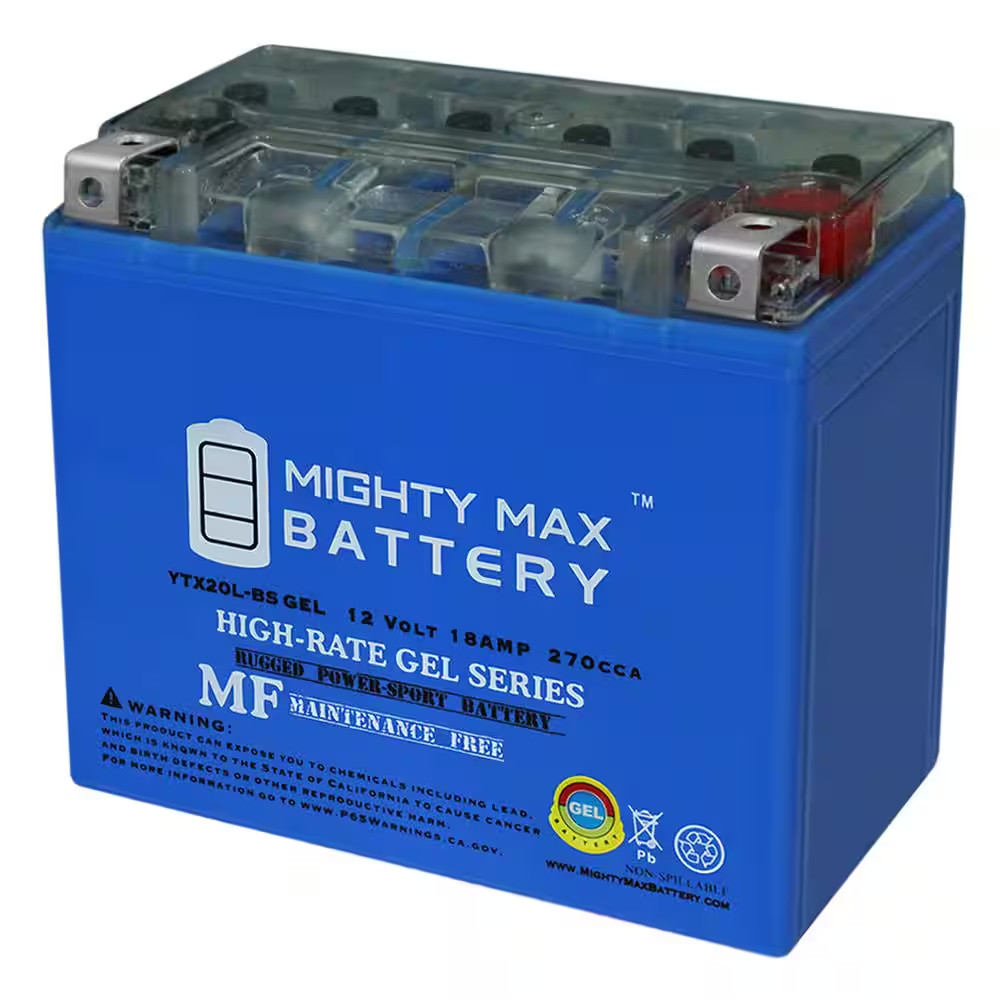 YTX20L-BS GEL Replacement Battery Compatible with Sigmastek STX20L-BS