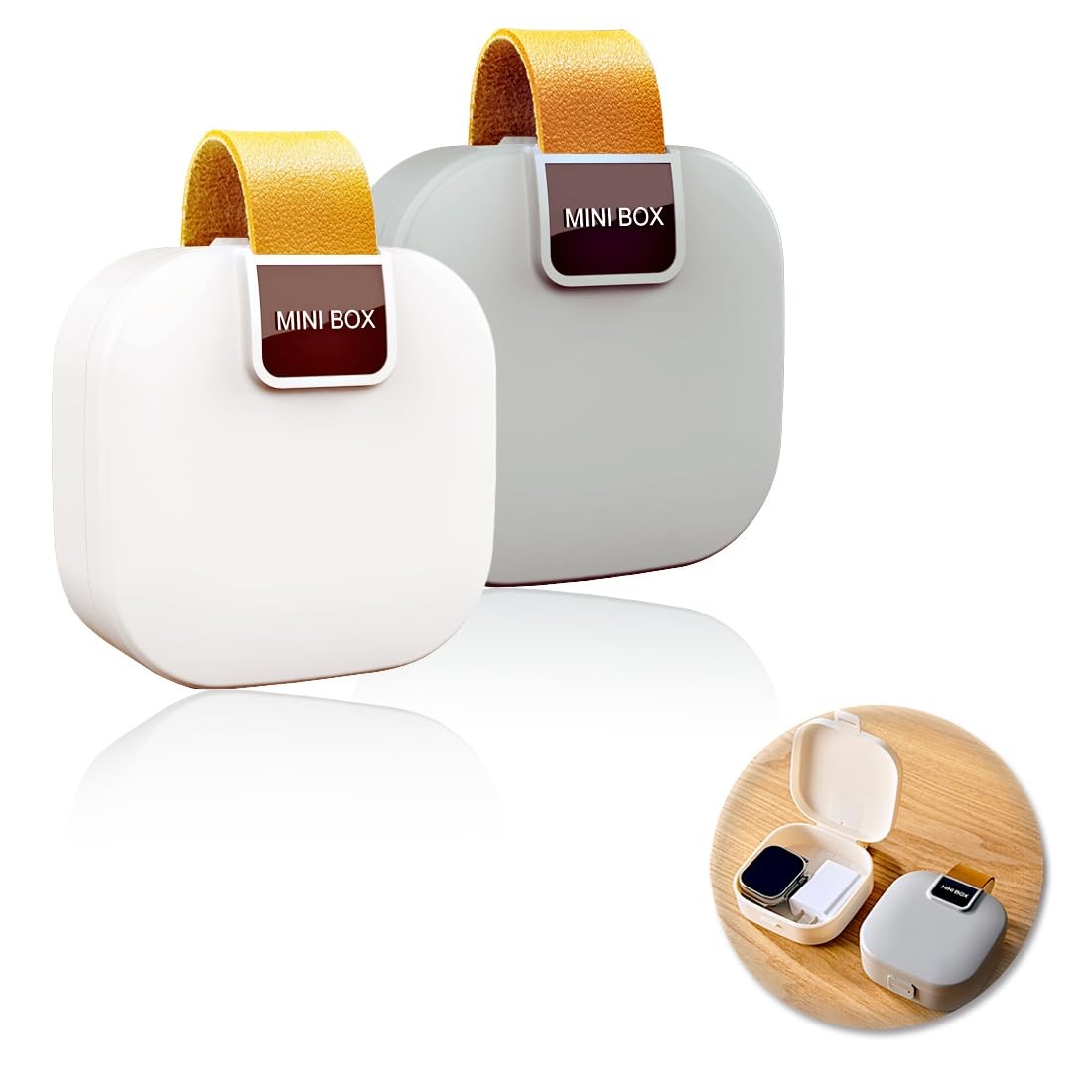 2-Pack Waterproof Charger Cable Cord 4.4 x 3.2 x 4.8 inches, white and gray 