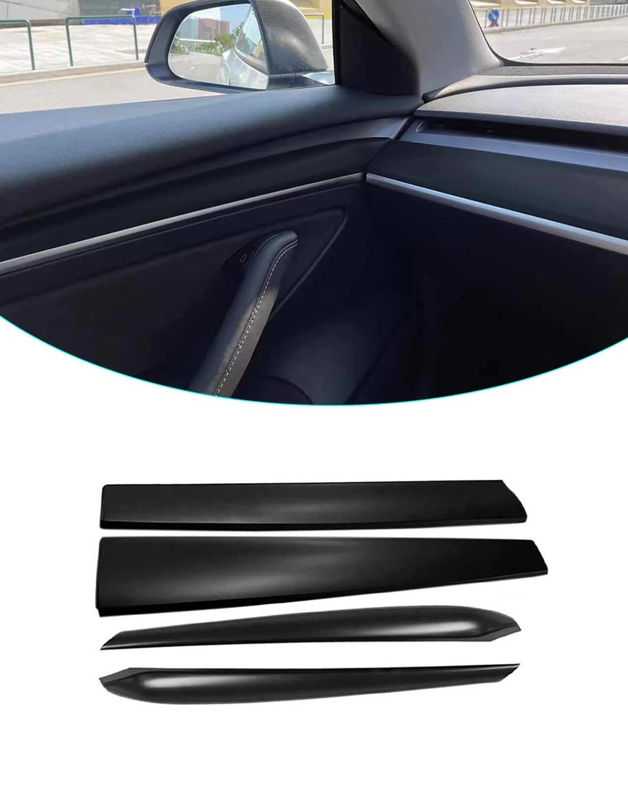Matte Black Dashboard Cover and Front Door Cover Compatible with Tesla Model ...