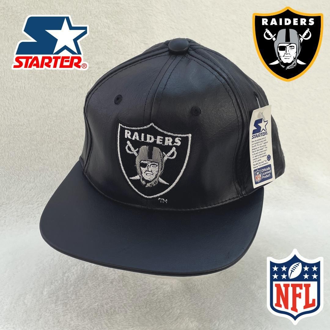[Made by 90's Starter] Unused NFL Raiders Leather Cap Vintage