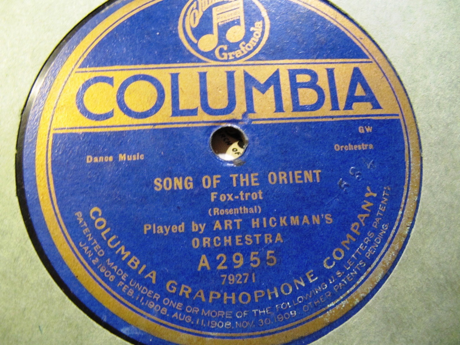 1920 WEST COAST JAZZ Art Hickman Or LOVE NEST Song of the Orient COLUMBIA A2955