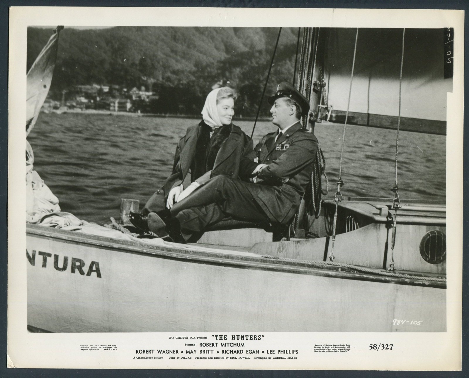 MAY BRITT ROBERT MITCHUM in The Hunters '58 BOAT SAILING