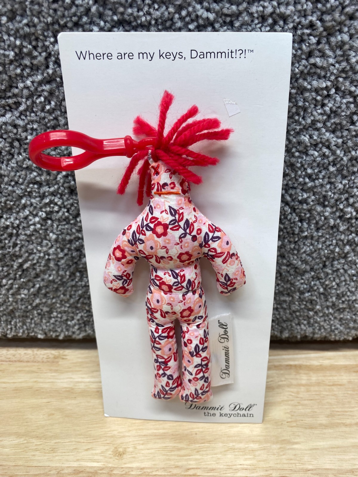 Dammit Doll The Keychain Pink Red Floral NEW