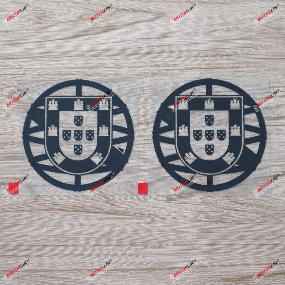 2X Black 4'' Portugal Portuguese Flag Seal Decal Sticker Car Vinyl Round die ...