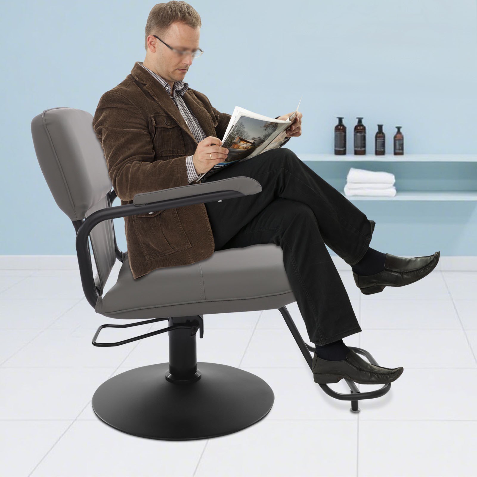 Salon Styling Chair, 360° Swivel Barber Chair, Adjustable Beauty Chair