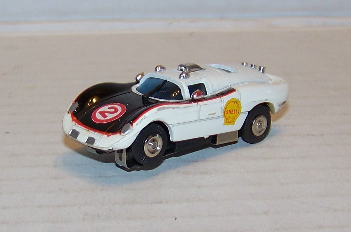 Bachmann HO slot car No. 9111 Shell Howmet white runs