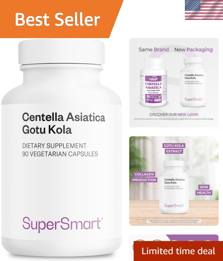 Centella Asiatica 180mg per Day - Gotu Kola Extract Supplement | Non-GMO & Gl...