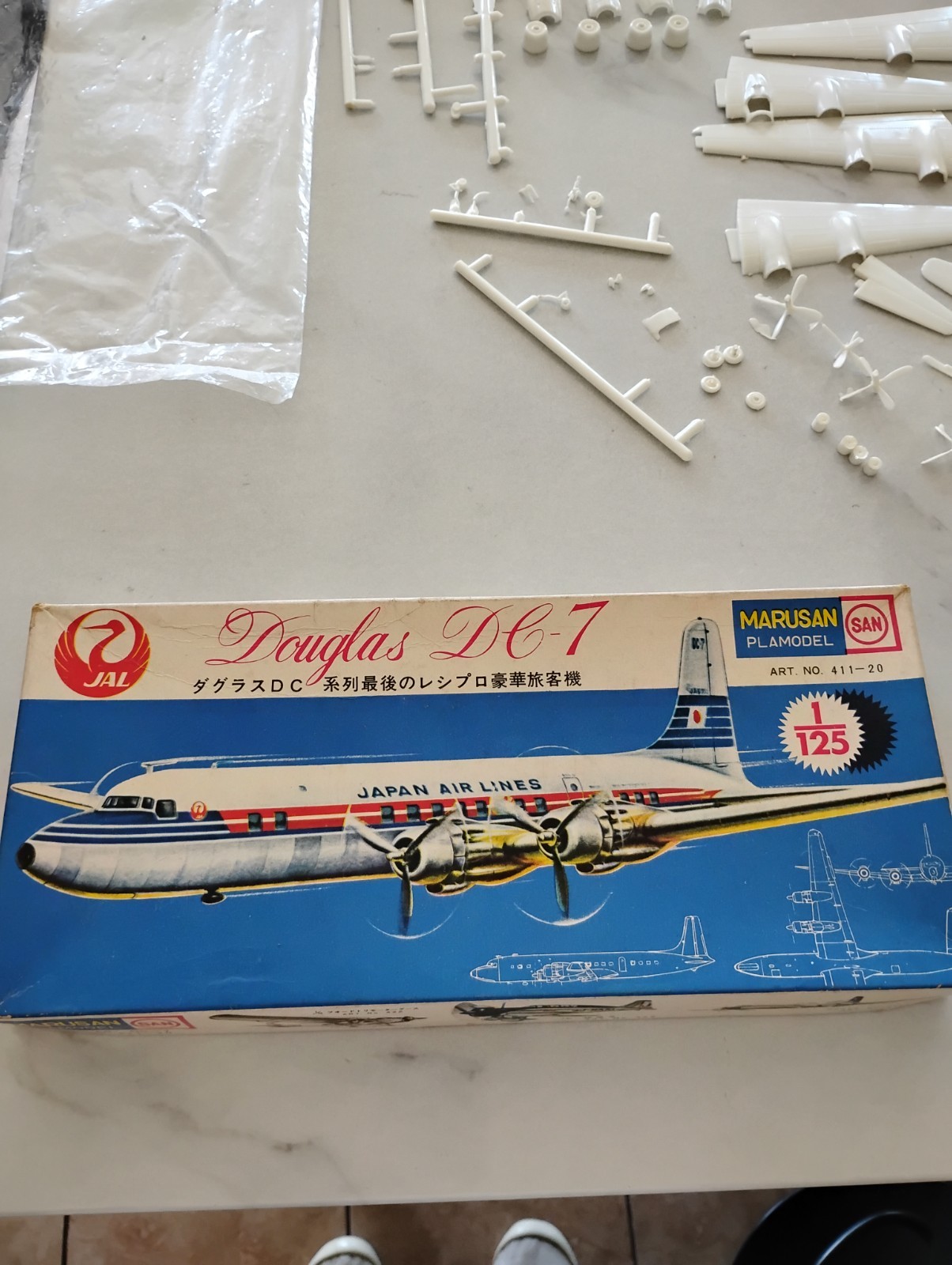 Japan Airlines DC-7, Marusan, Extremely RARE/Vintage 2963, Kit 411-20, 1:125 sca