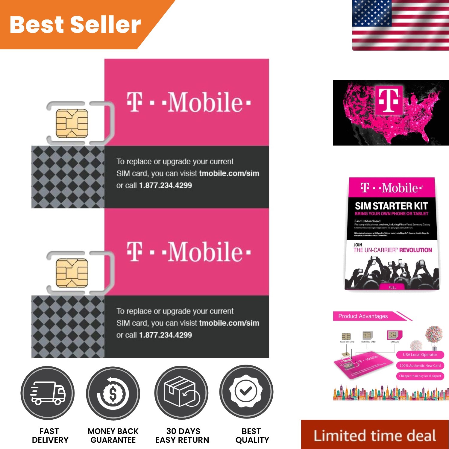 Flexible 2-Pack Unactivated SIM Cards for Postpaid/Prepaid Plans - LTE Ready