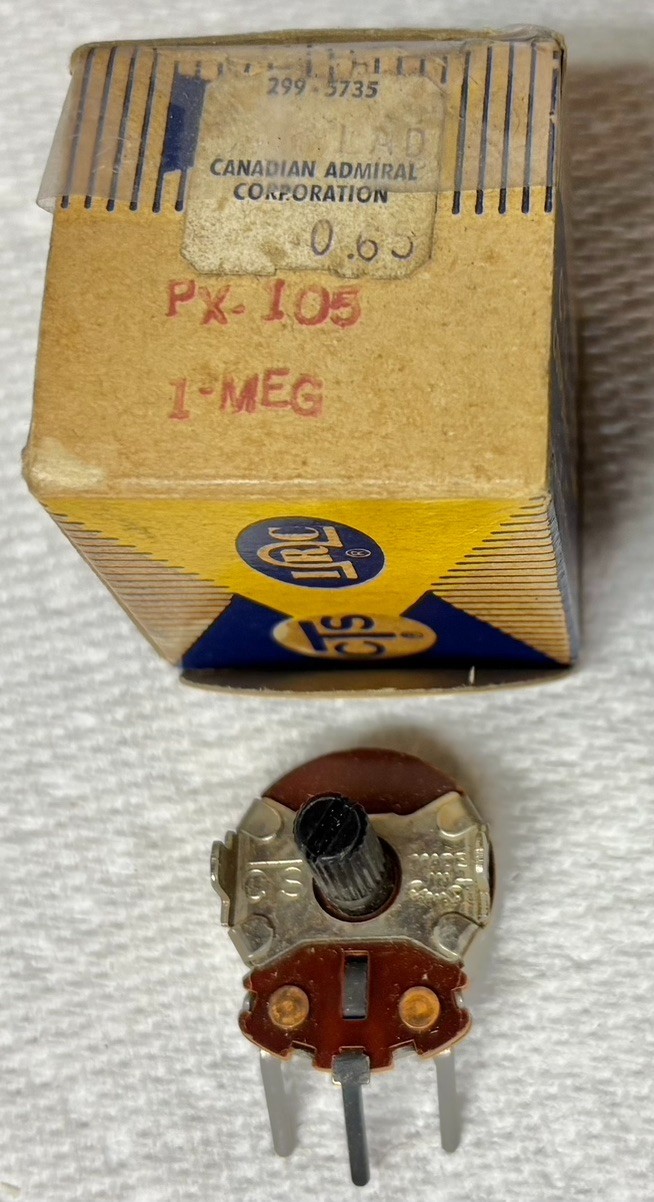 CTS/IRC Type PX-105, 1 Megohm Potentiometer (Admiral Part 299-5735) NOS/NIB