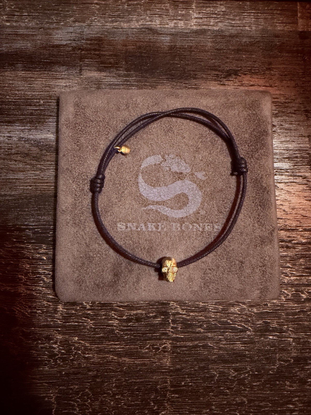 Snake Bones NYC Skull Bracelet in 18kt Yellow Gold with Diamond Eyes