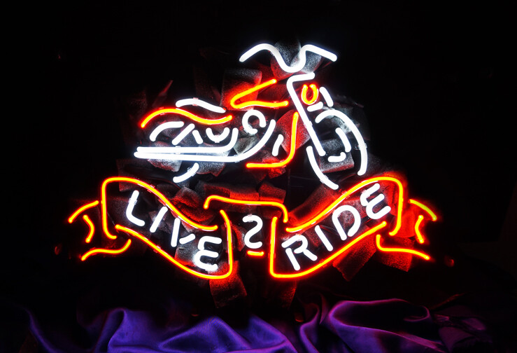 LIVE TO RIDE Motorcycle Vintage Style Neon Sign Light Garage Glass Decor 24"x20"