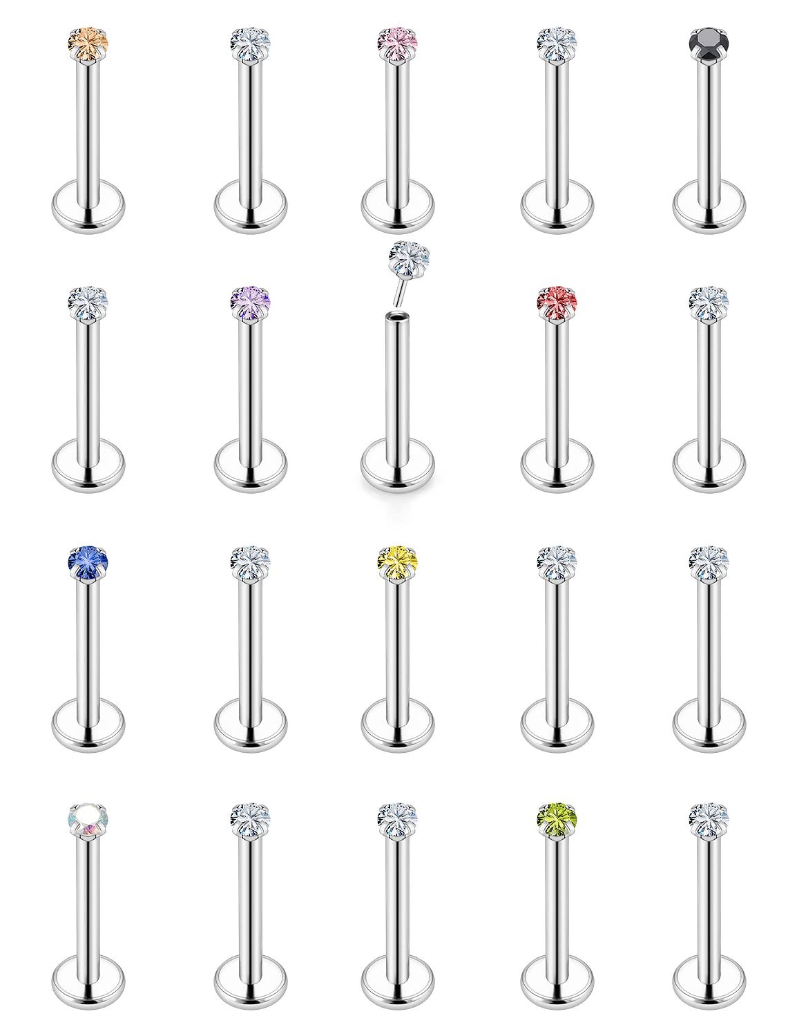 Vsnnsns 16G Stainless Steel Lip Rings  Medusa, Snake Bite Studs  2MM, 16 Gaug...