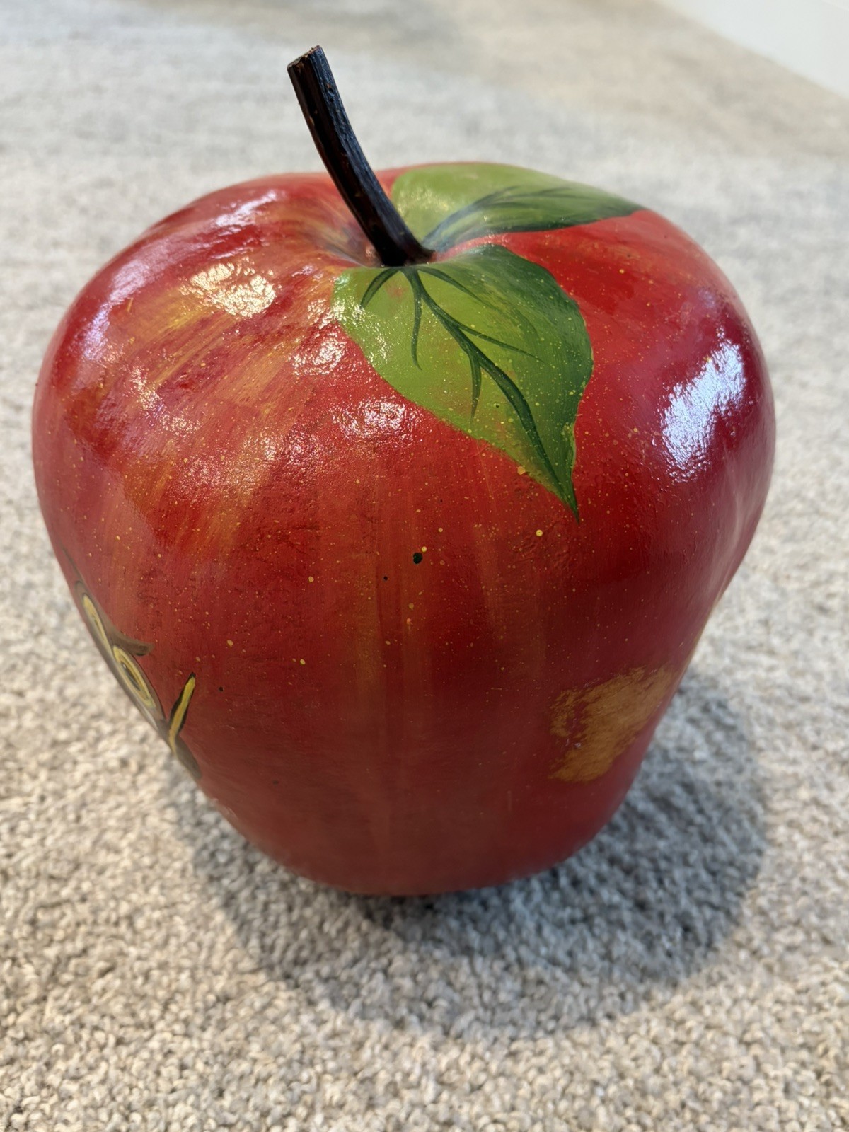 Wooden hand-painted apple education theme