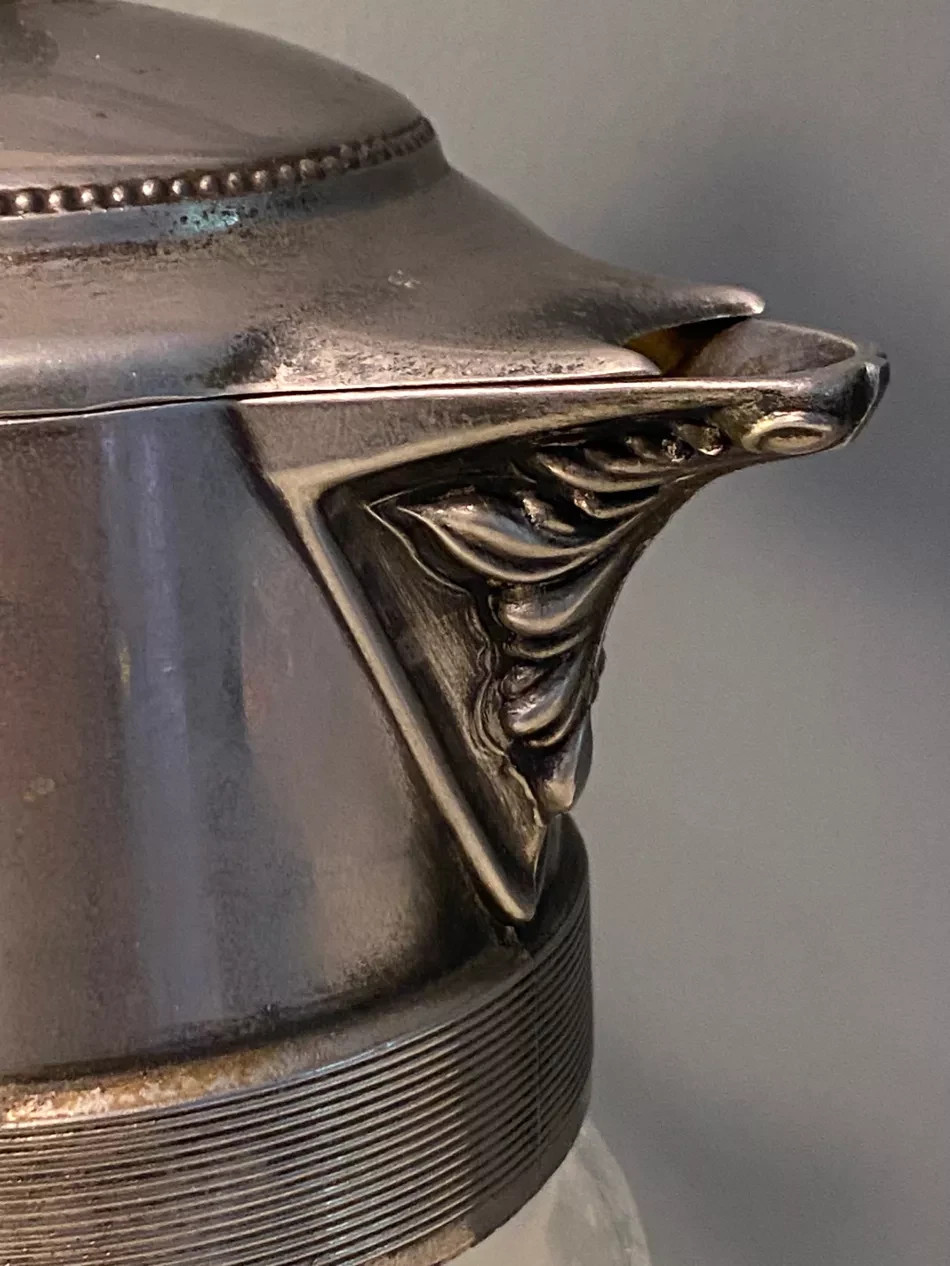 Silver Metal And Glass Decanter Pitcher 30Cm Weight 1Kg.6