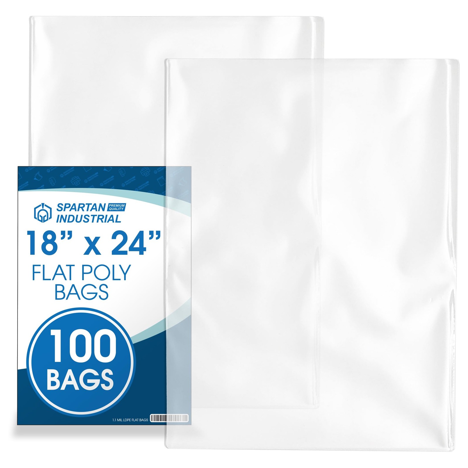 18" X 24" Open-End Flat Poly Bags (100 Count) - 1.1 Mil Clear Plastic - No Ad...