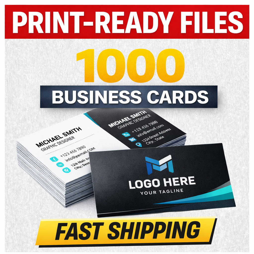1000 Professional Custom Double Sided Full Color Business Cards Glossy Finish