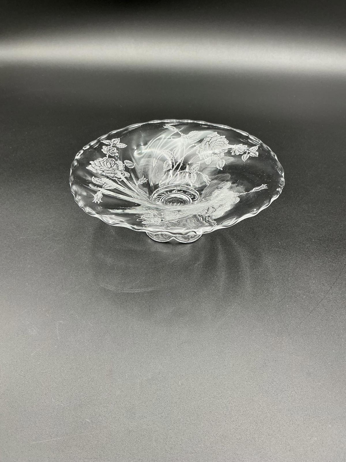 Heisey Serving Bowl- Etched Rose Pattern