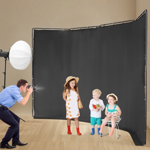 Stand Floor Standing Backdrop Photography Backdrop Stand w/Black Cloth 4*2.4m