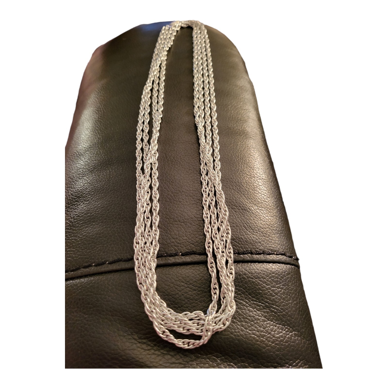 Vintage Long 4 Strand Silver-Tone 24" Layers 