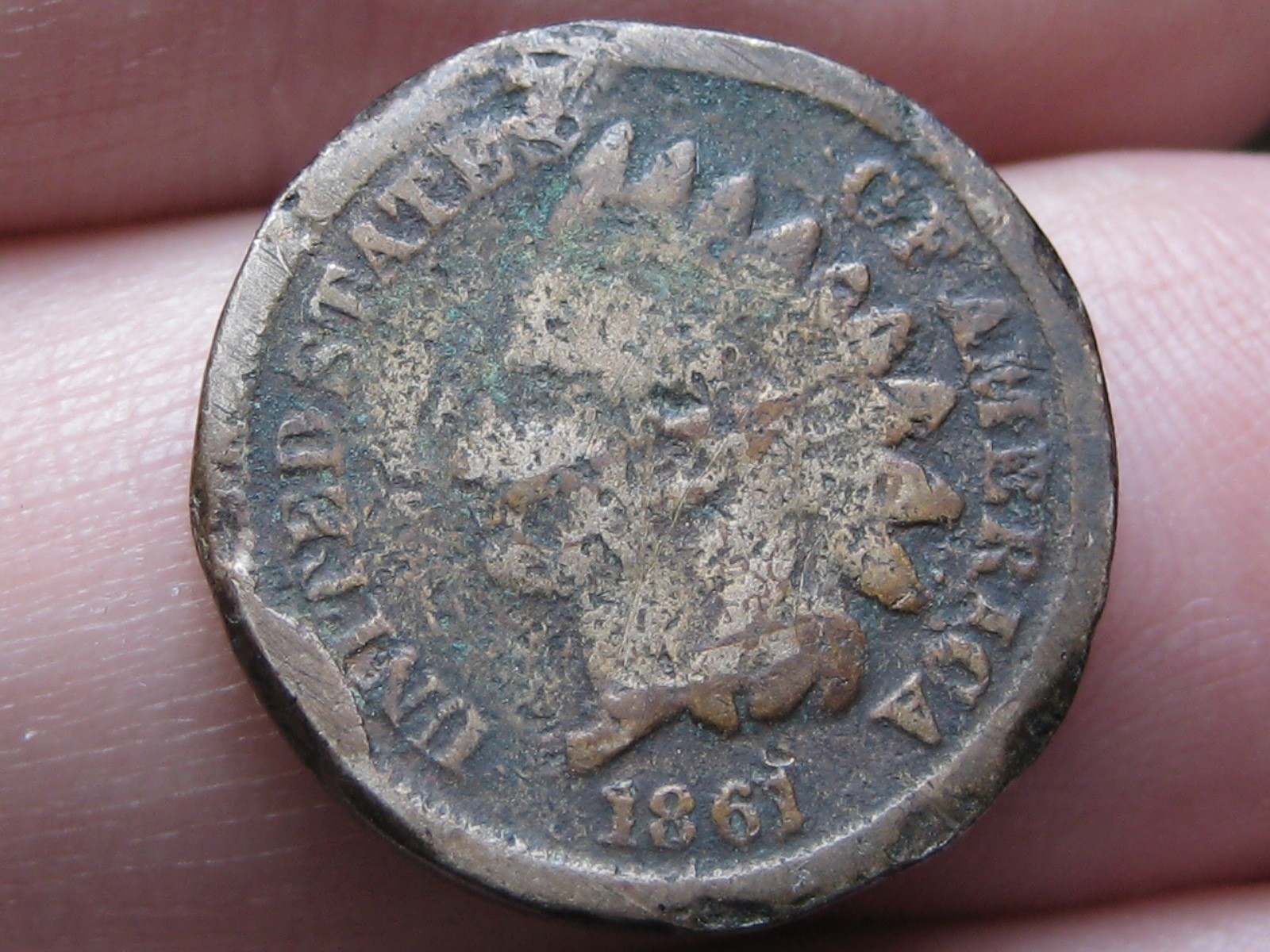 1861 Copper Nickel Indian Head Cent Penny- Good Details