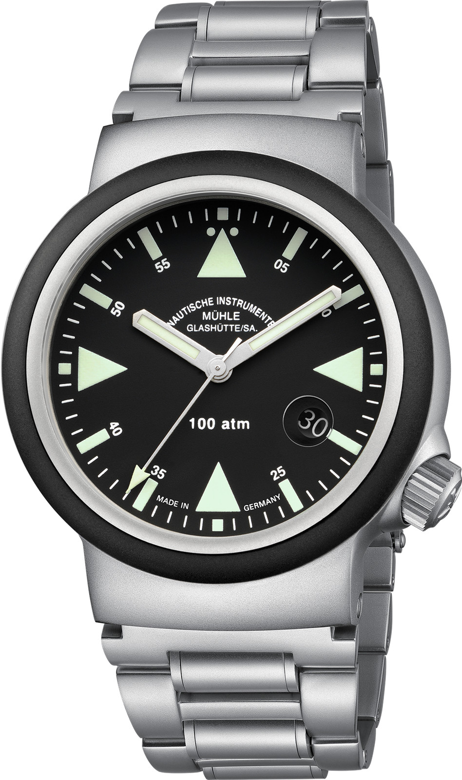 Muhle Glashutte M1-41-03-MB-II S.A.R. Rescue Timer Black Dial Stainless Bracelet