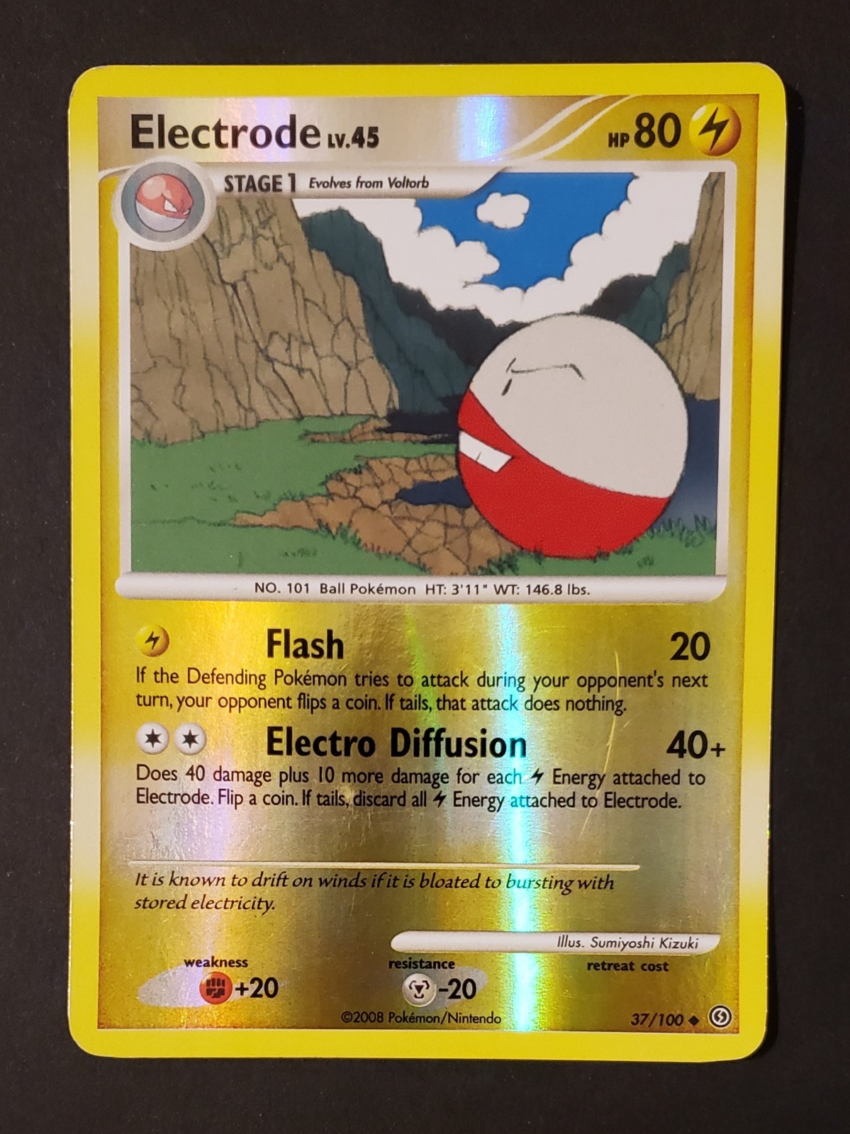 Electrode 37/100 Reverse Holo Pokémon Card 2008 Pokemon LP Lightly Played