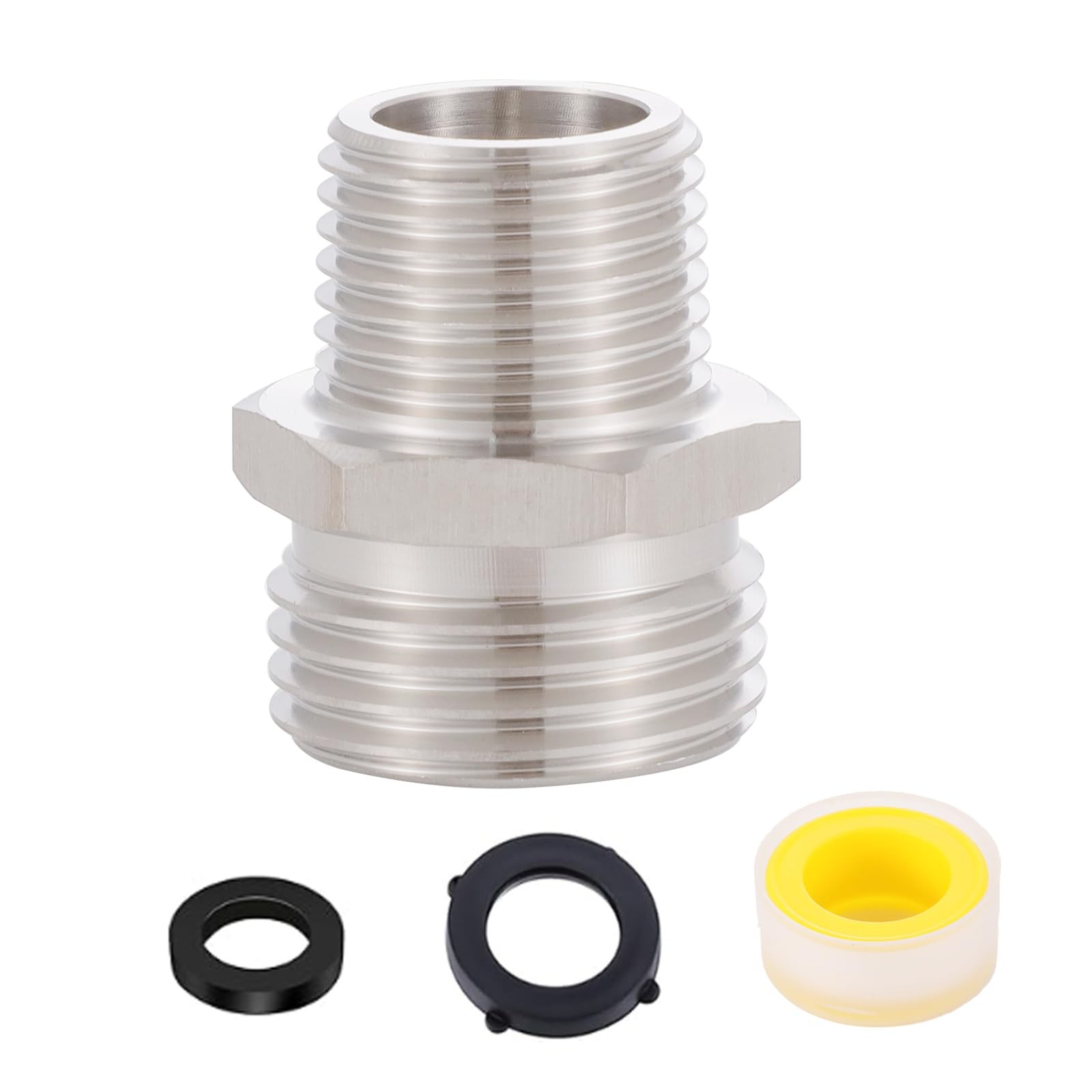 304 Stainless steel garden hose Adapter Bathroom shower tube 3/4 inch, Silver 