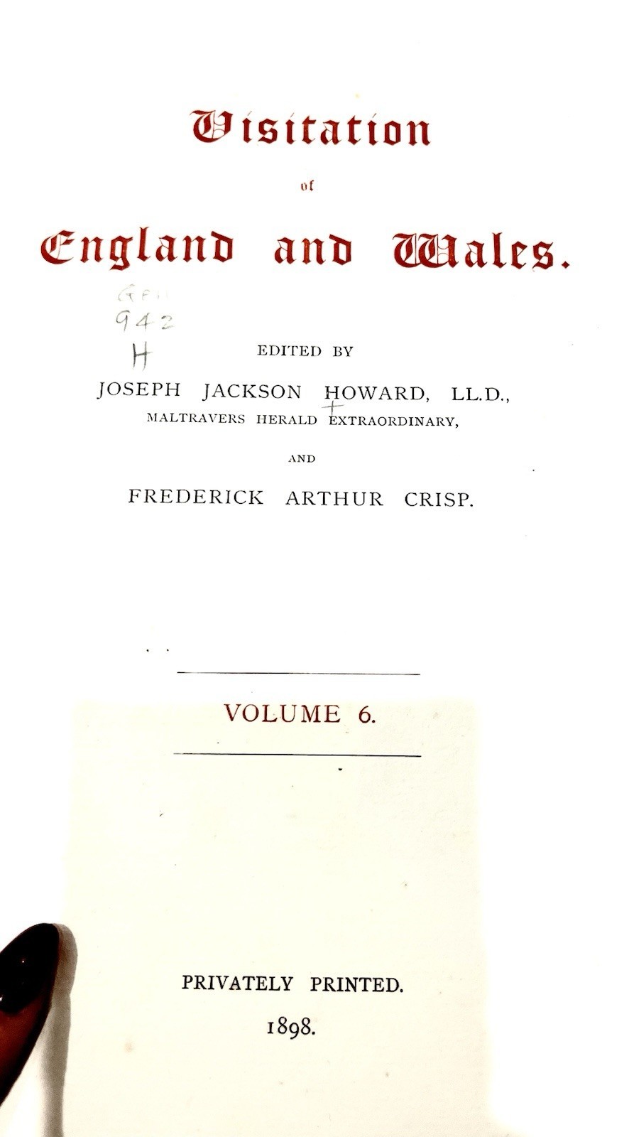 Visitation of England and Wales Vol. VI (1898) Genealogy Heraldry Howard Crisp