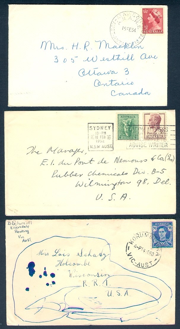AUSTRALIA SELECTION OF 15 OVERSEAS RATED COVERS 1950's