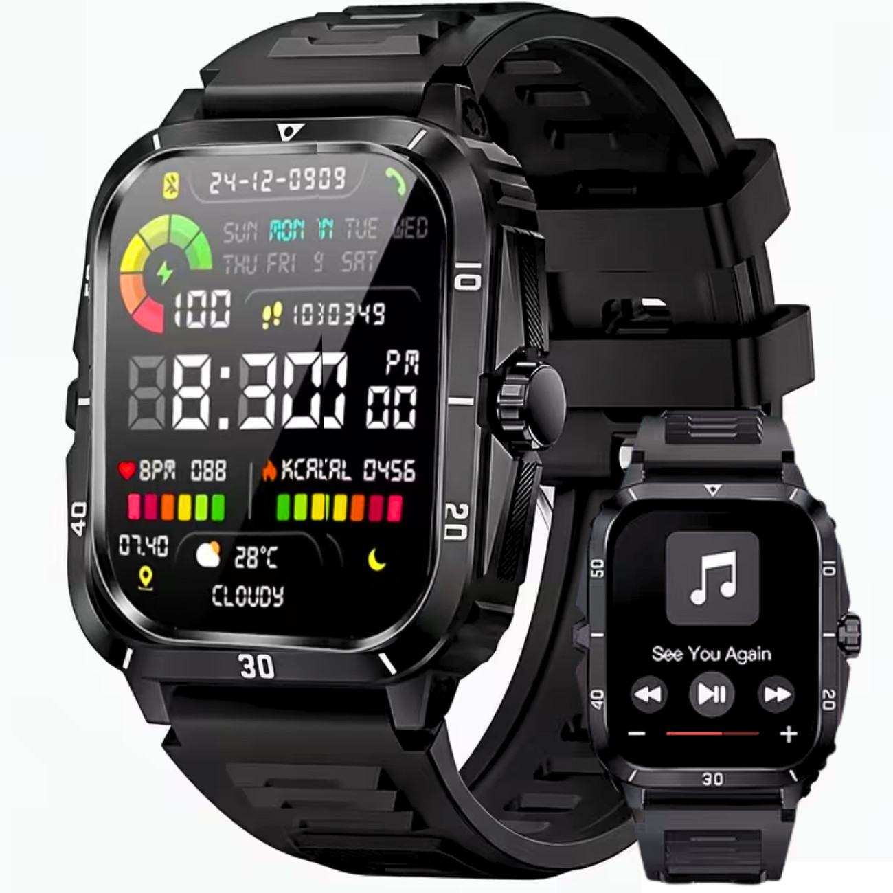 🔥Military Tactical Smart Watch For Men Smartwatch Bluetooth iPhone Samsung
