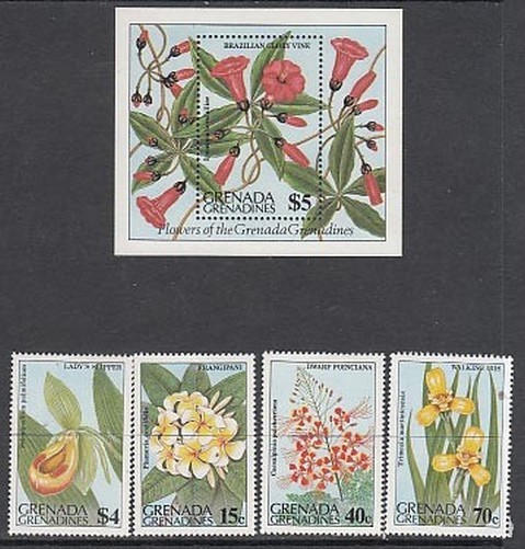 Grenada-Grenadines - Mail Yvert 511/4+H.78 ** MNH Flowers