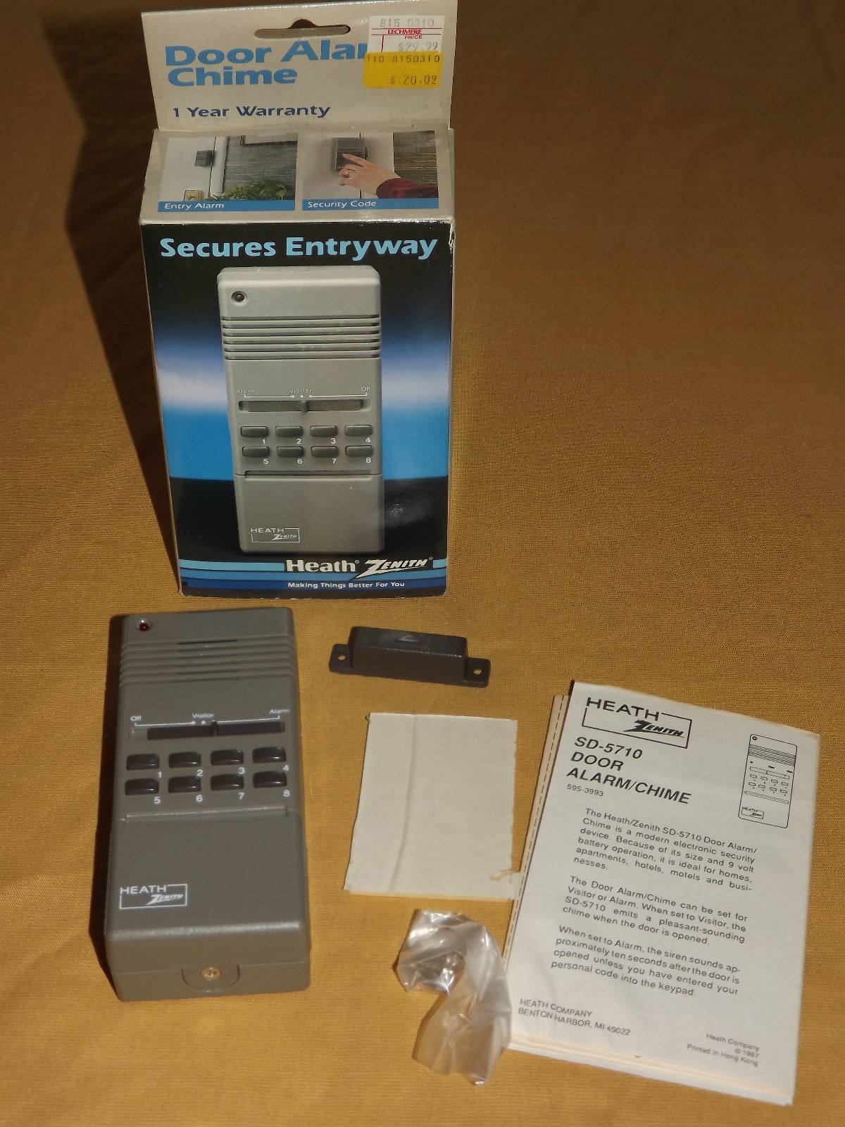 VINTAGE 1987 HEATH ZENITH SD-5710 DOOR ALARM CHIME UNUSED IN BOX