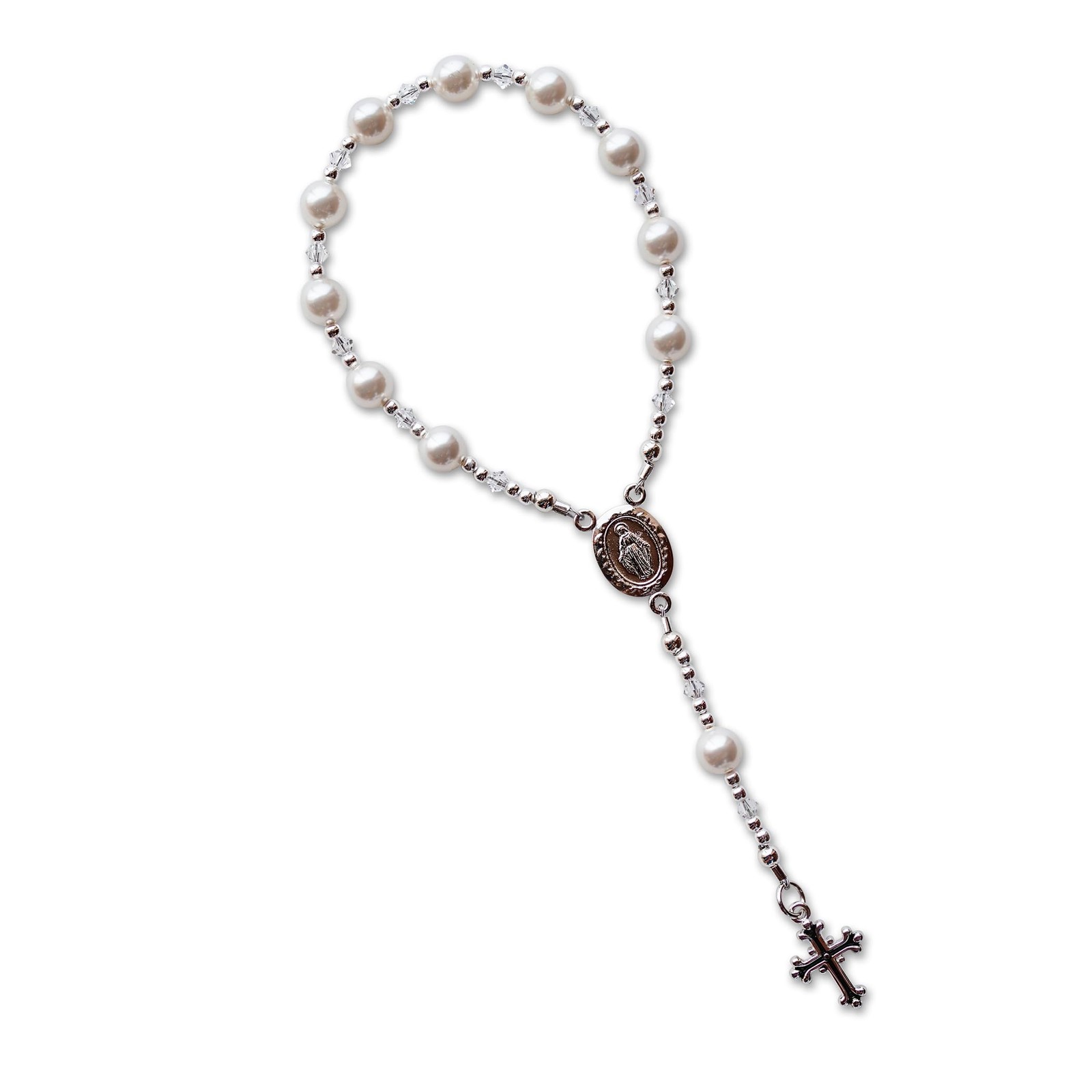 925 Sterling Silver White Baby Rosary Baptism Gift
