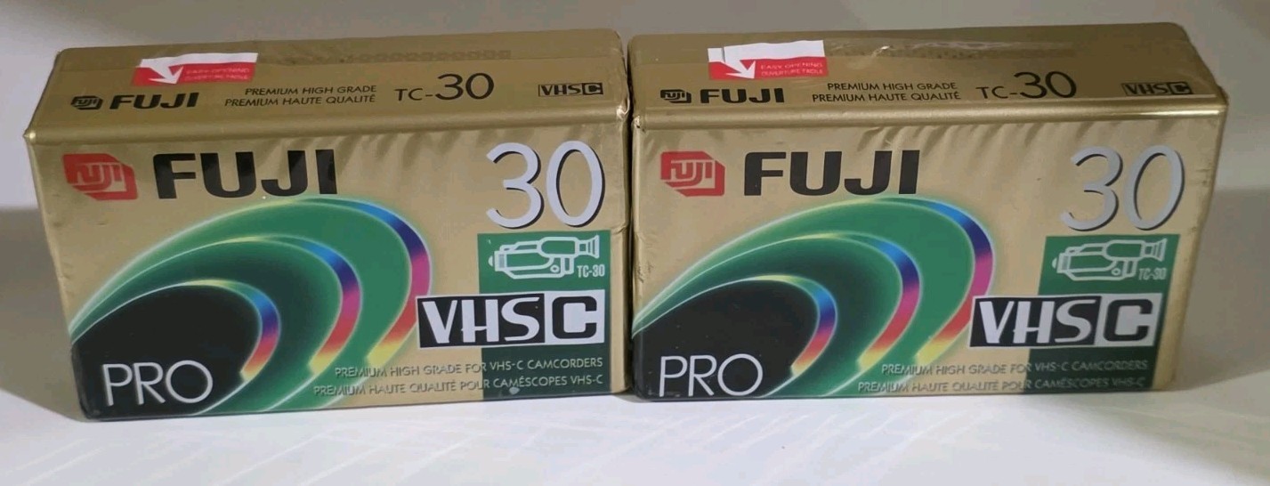 Fuji Pro TC-30 Premium High Grade VHS-C Camcorder Tapes 2 Pack Sealed