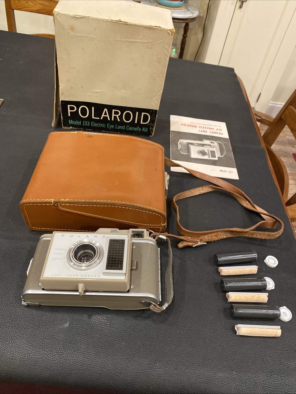 Polaroid J33 Land Camera Vintage with Original Case And Paperwork, Untested