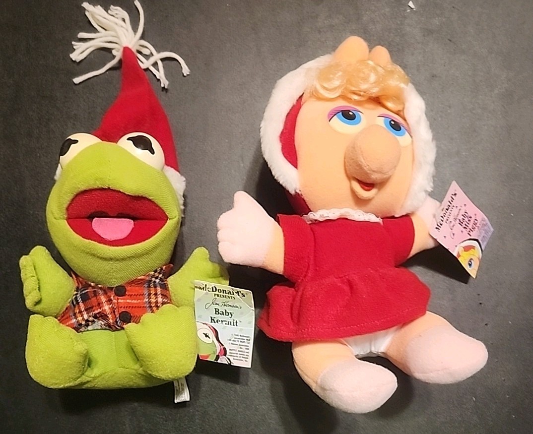 1988 McDonald's Jim Henson Christmas Baby Kermit & Baby Miss Piggy New With Tags