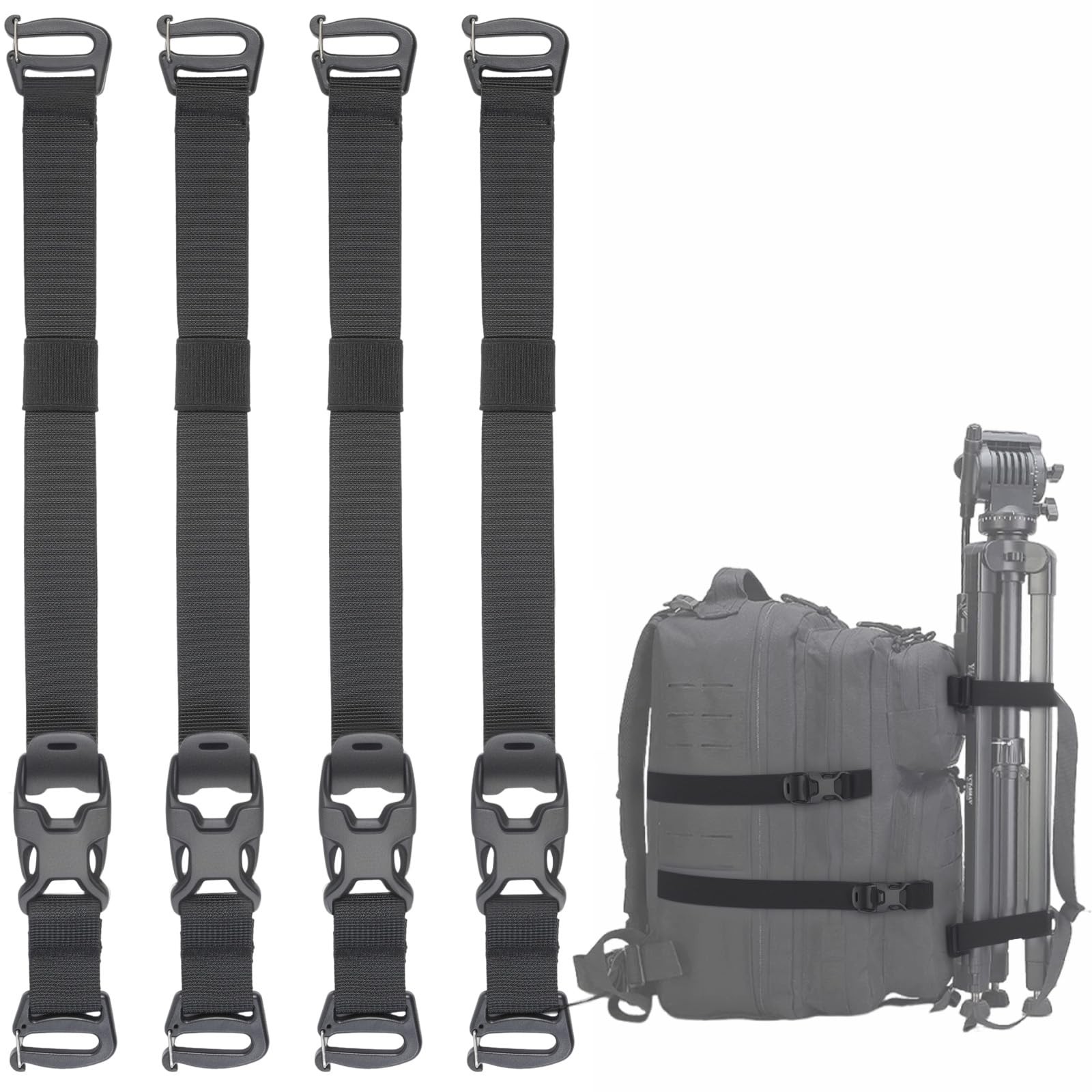 ECOSHIRE 4 Pcs Tactical Molle System Backpack Straps - 4 PCS, Black 