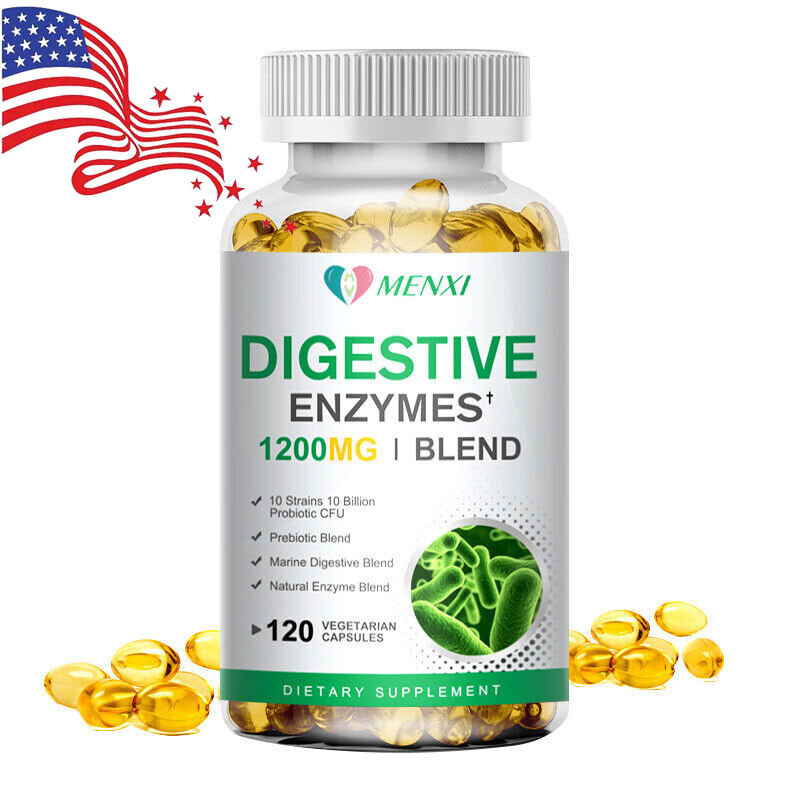 Digestive Enzymes Capsules - Gut Health Vegan Complex w/ Probiotic -120 Capsules
