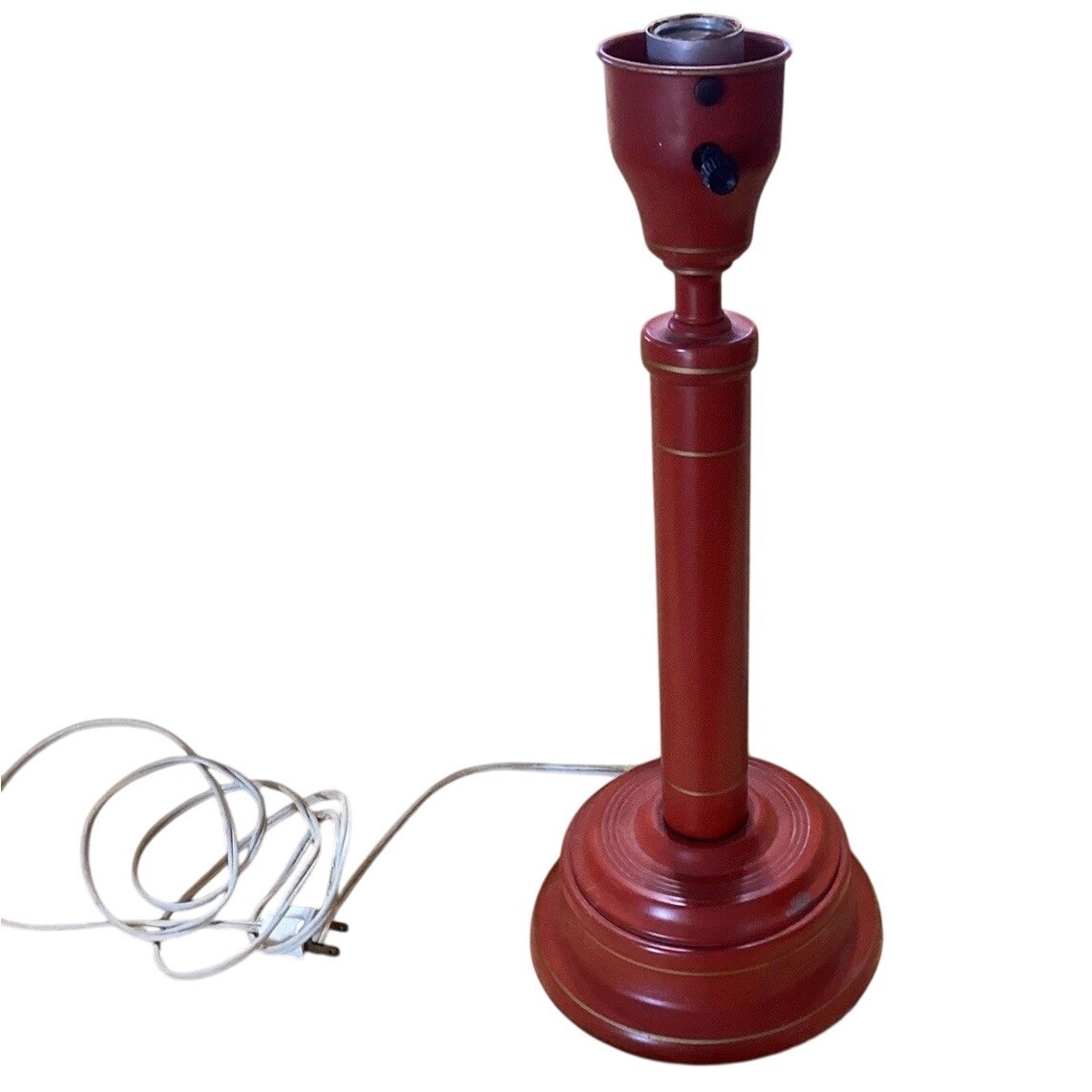 Vintage MCM Style Lamp- No Shade- Retro-16" Tall- Orange Corded Decorative