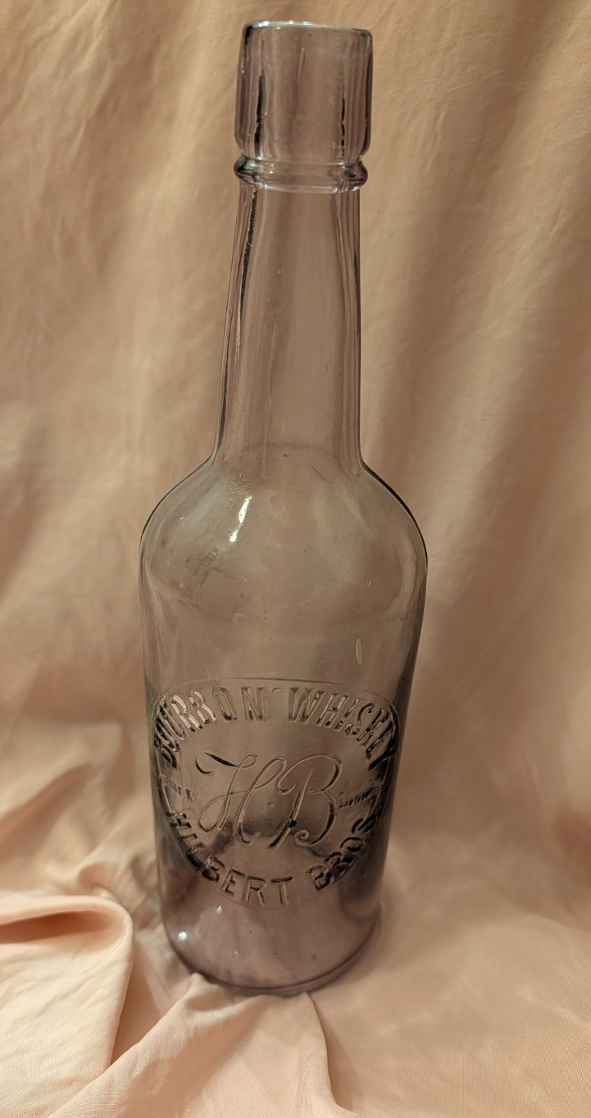 Ultra Rare Find!!  Vintage 1800s Hilbert Bros Purple Bourbon Whiskey Bottle!!