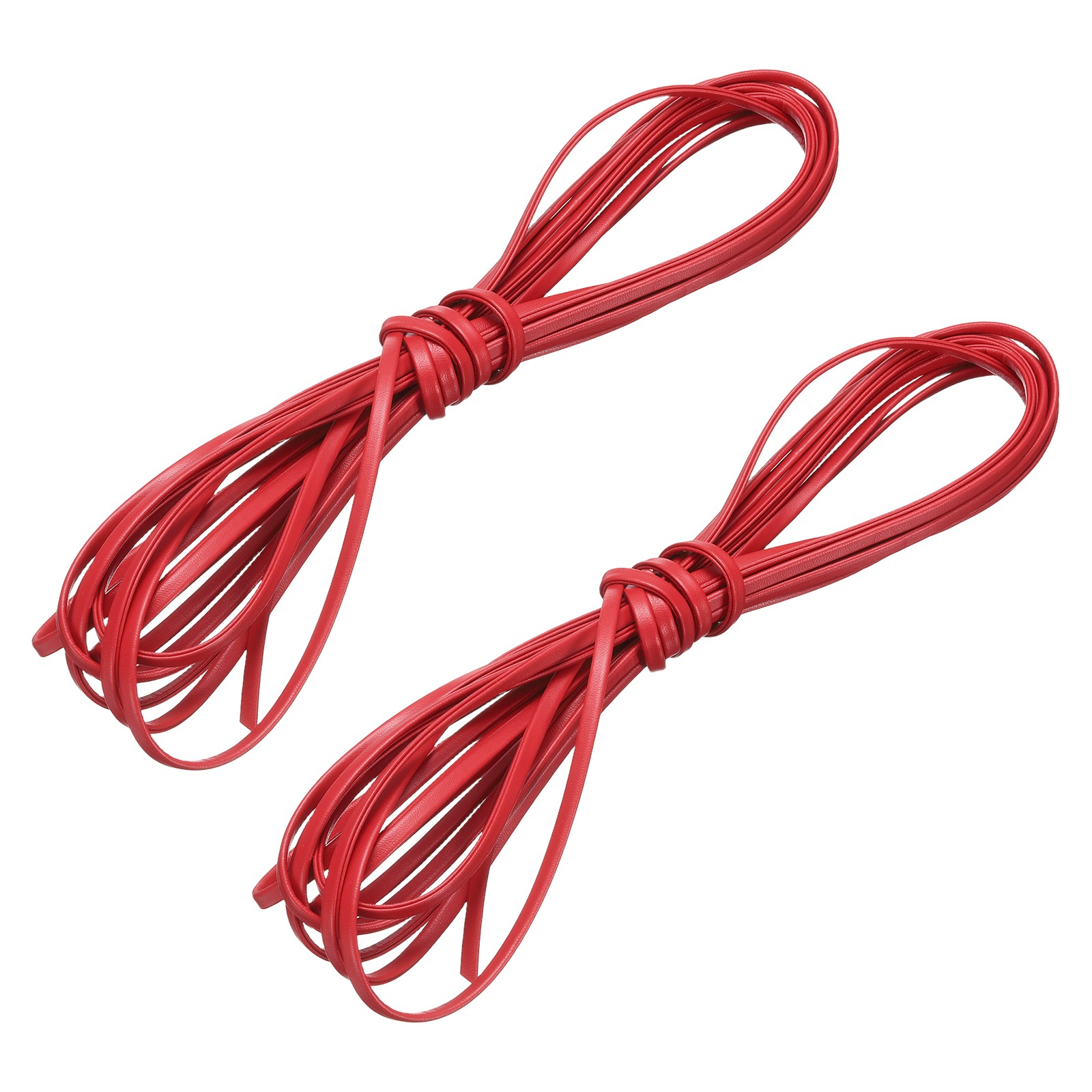 2 Bundles Flat Leather Cord, 5.5 Yards 4mm Leather Craft Lace Strip, Bright Red