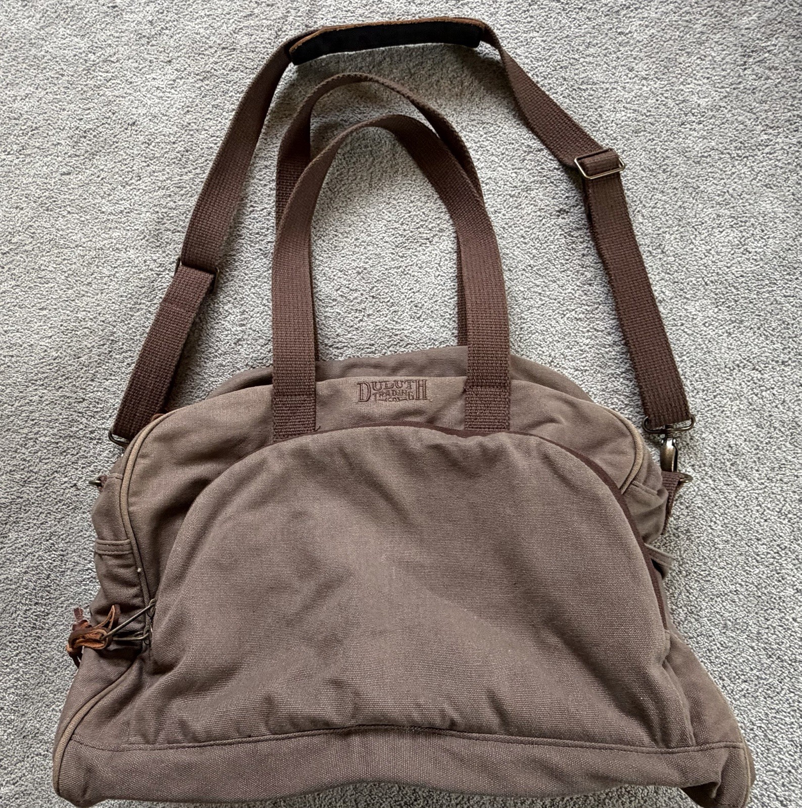 Duluth Trading Co. Brown Canvas Travel Everything Carry On Bag Large Many Pocket