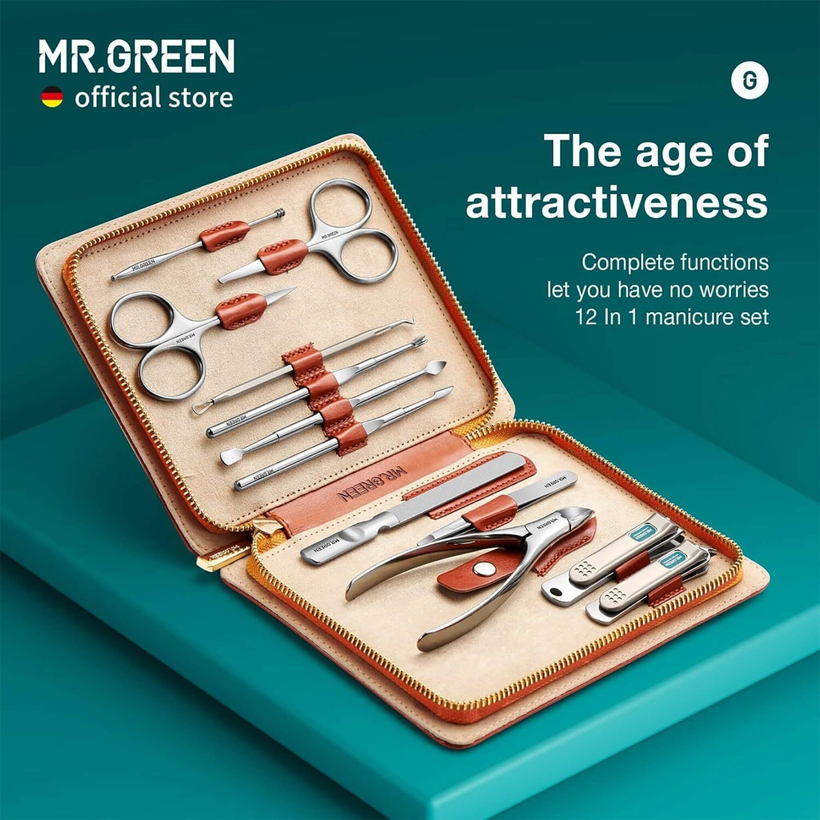 MR.GREEN 12-in-1 Nail Care Grooming Set Leather