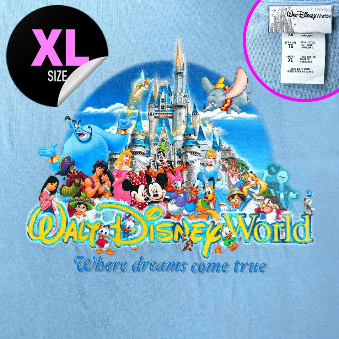 [Made in 2000] Rare Pattern Disney World T-shirt Mickey Blue Pants Vintage