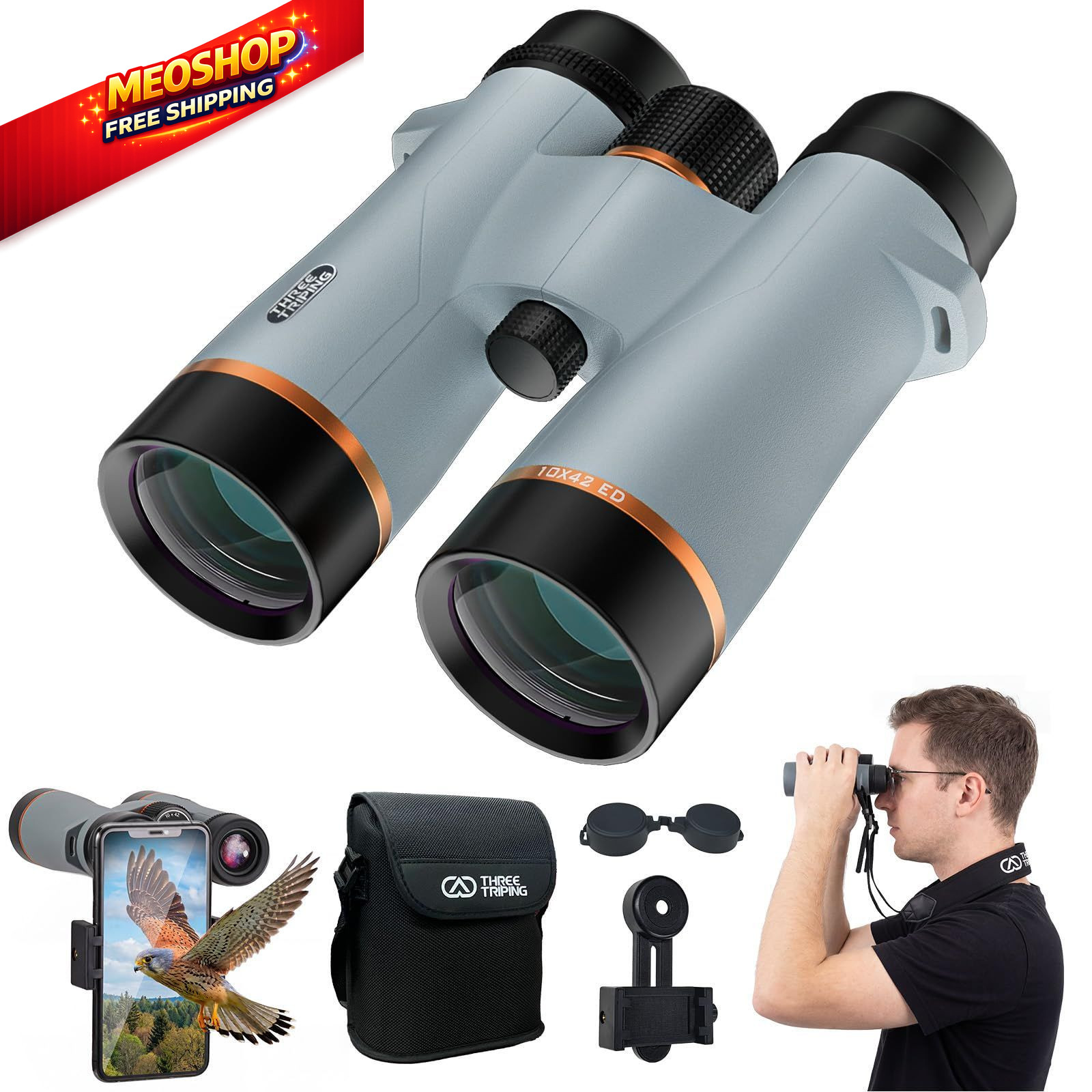 10X42 Binoculars for Adults with ED Glass, BAK4 Prism, Waterproof, Fogproof,... 