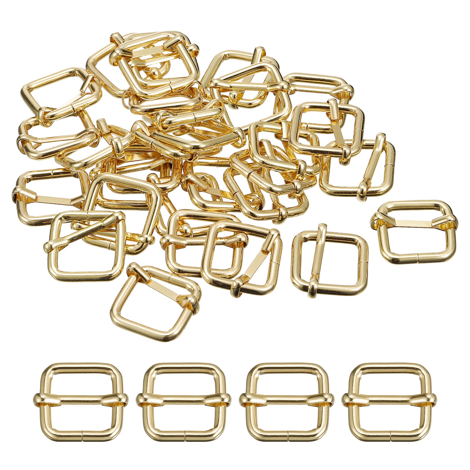 Slides Buckles, 30pcs 20x20x3.8mm Metal Roller Pin Buckles, Gold Tone